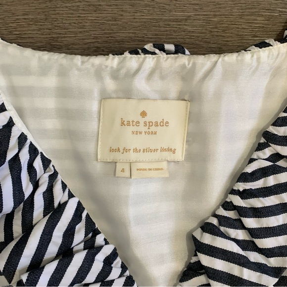 Kate Spade New York Womens Cotton Striped Ruffled Sleeveless Dress Blue SZ4 EUC - Picture 10 of 11